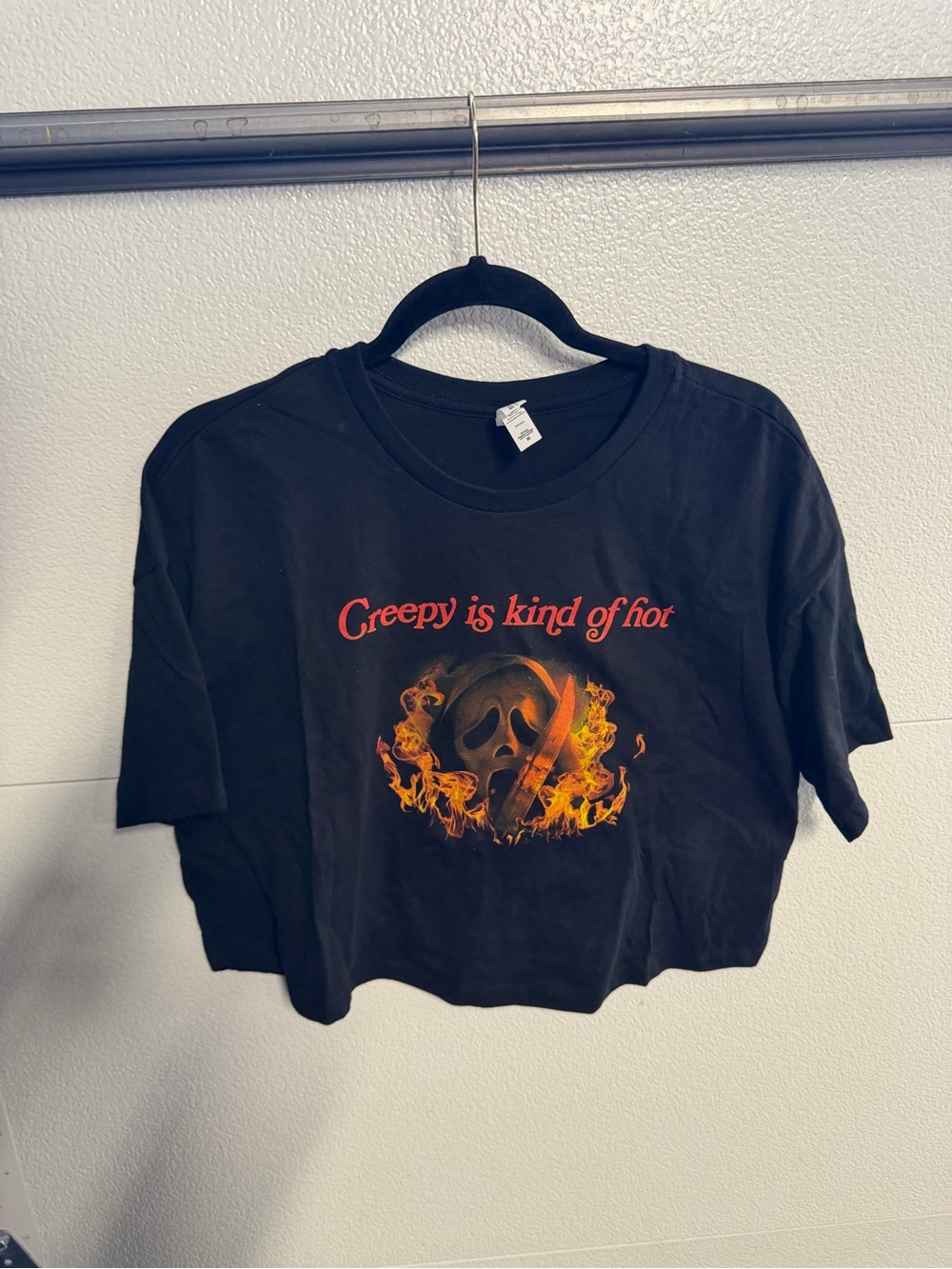 Scream Creepy Is Kind Of Hot Black Graphic Crop Tee
